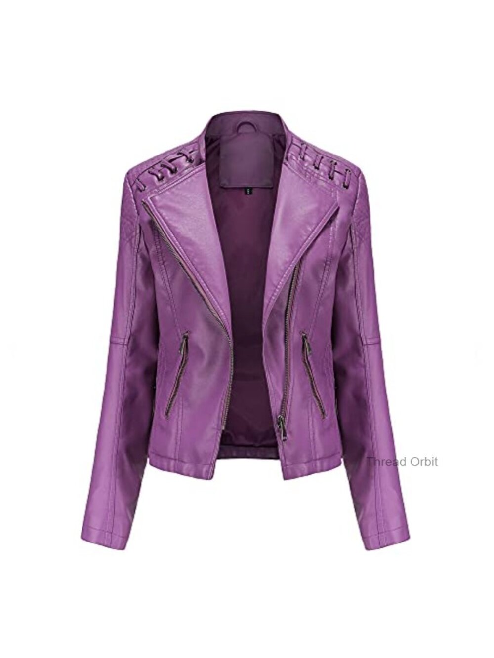 Faux Leather Jacket Women Bomber Belted Motorcycle Jacket